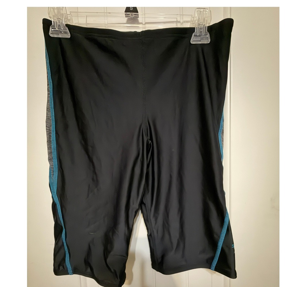 Speedo Mens Pro LT Jammer Swim Shorts Black Teal Gray Size 34 8051543